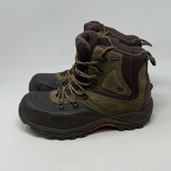 Merrell Whiteout 8 Waterproof Boots Mens 10 Brown Leather 400 Grams Hiking - Picture 2 of 16